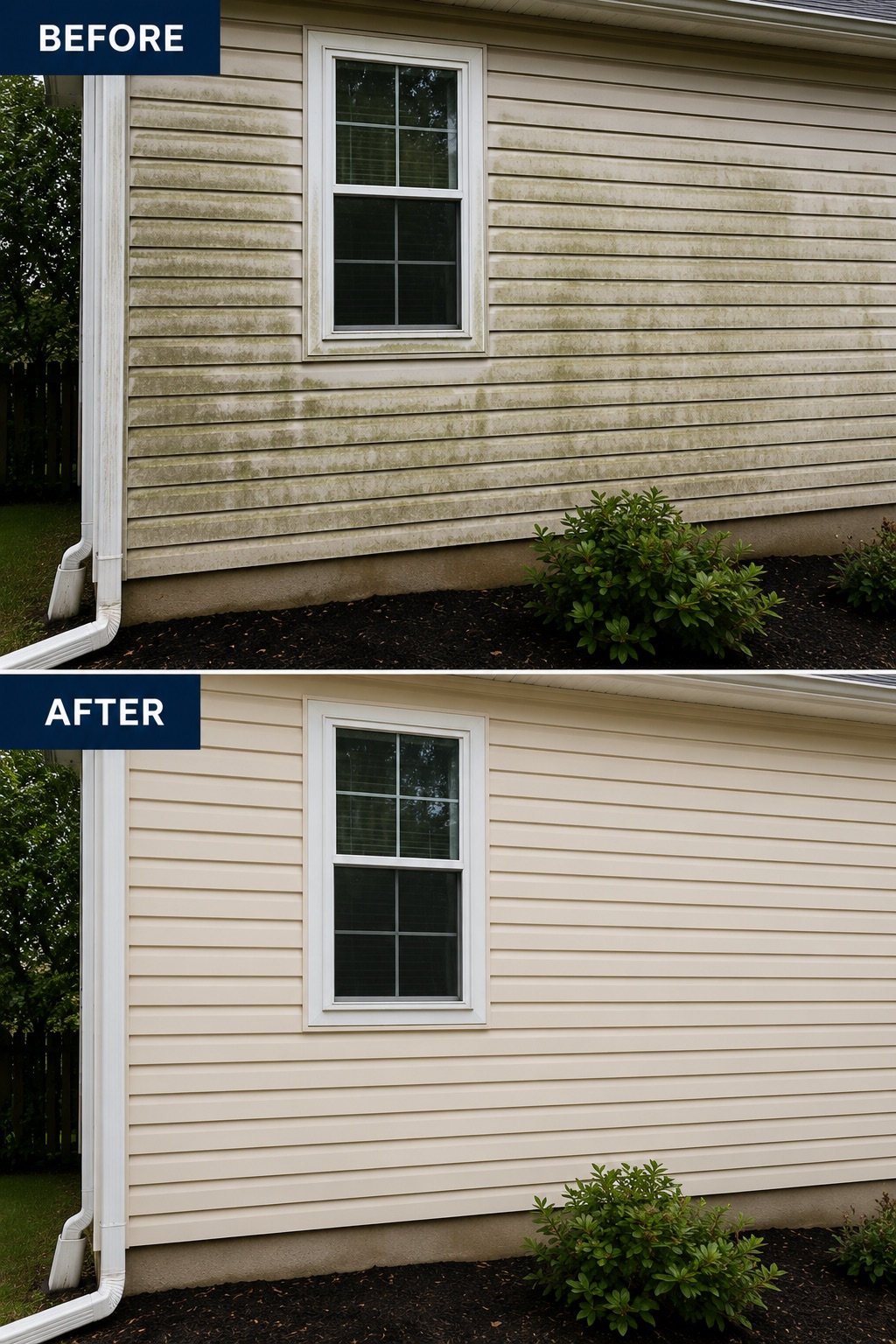 House siding before and after pressure washing